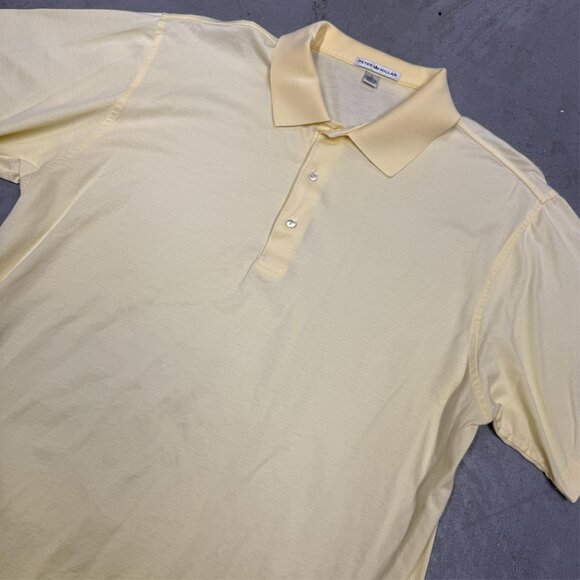 Peter Millar Polo Shirt Short Sleeve Yellow 100% Cotton Large - Picture 2 of 6
